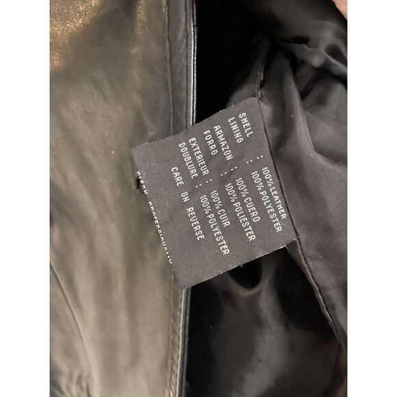 JLC New York Womens Large Leather Coat Jacket Black Two Button Front Pockets - Picture 4 of 4